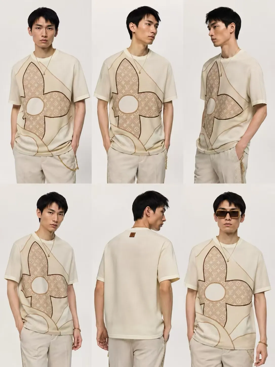 Louis Vuitton/Louis Vuitton presbyopia four-leaf clover knitted short sleeves